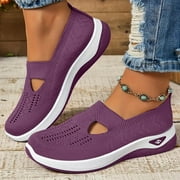 Linfrsh Women's Nurses Shoes Slip On Comfort Athletic Running Sneaker Dark Purple,8.5